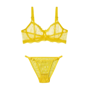 ست لباس زیر توری زرد