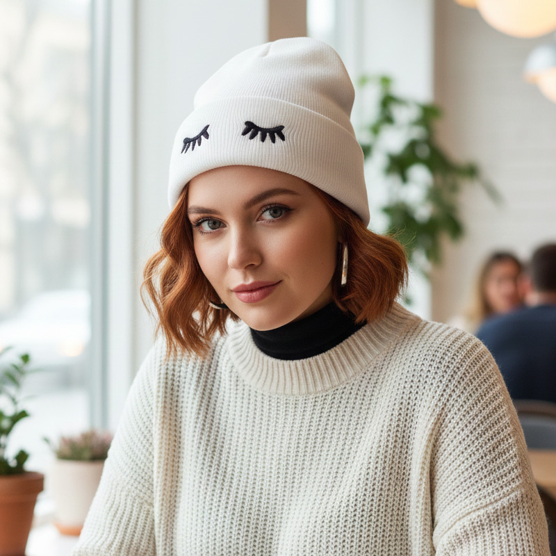 کلاه بافتنی طرح پلک - Image 3