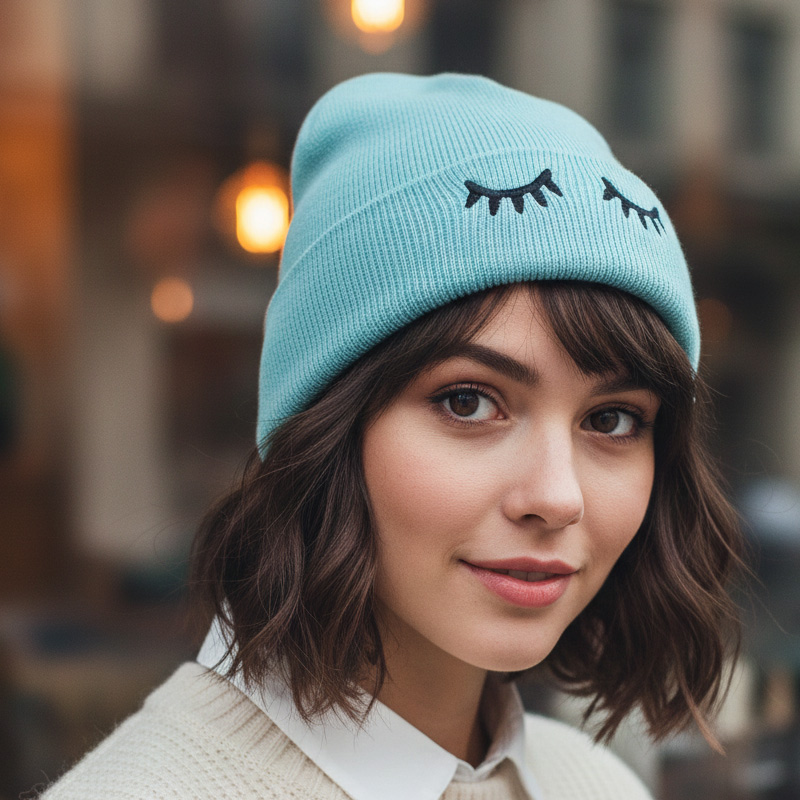 کلاه بافتنی طرح پلک - Image 5