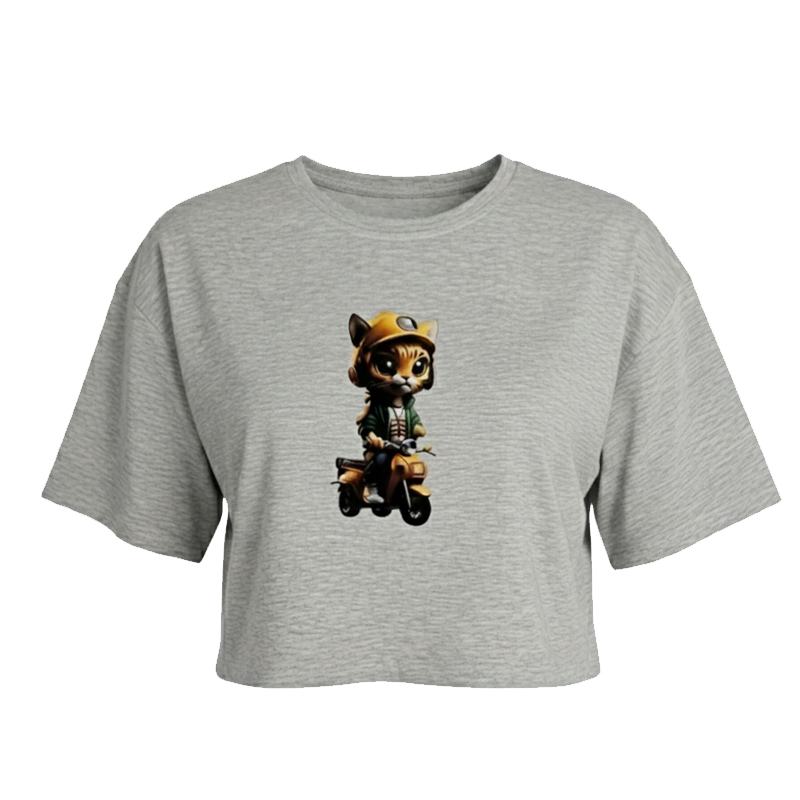 ست کراپ تی شرت و شلوارک زنانه طرح موتو کت - Image 5