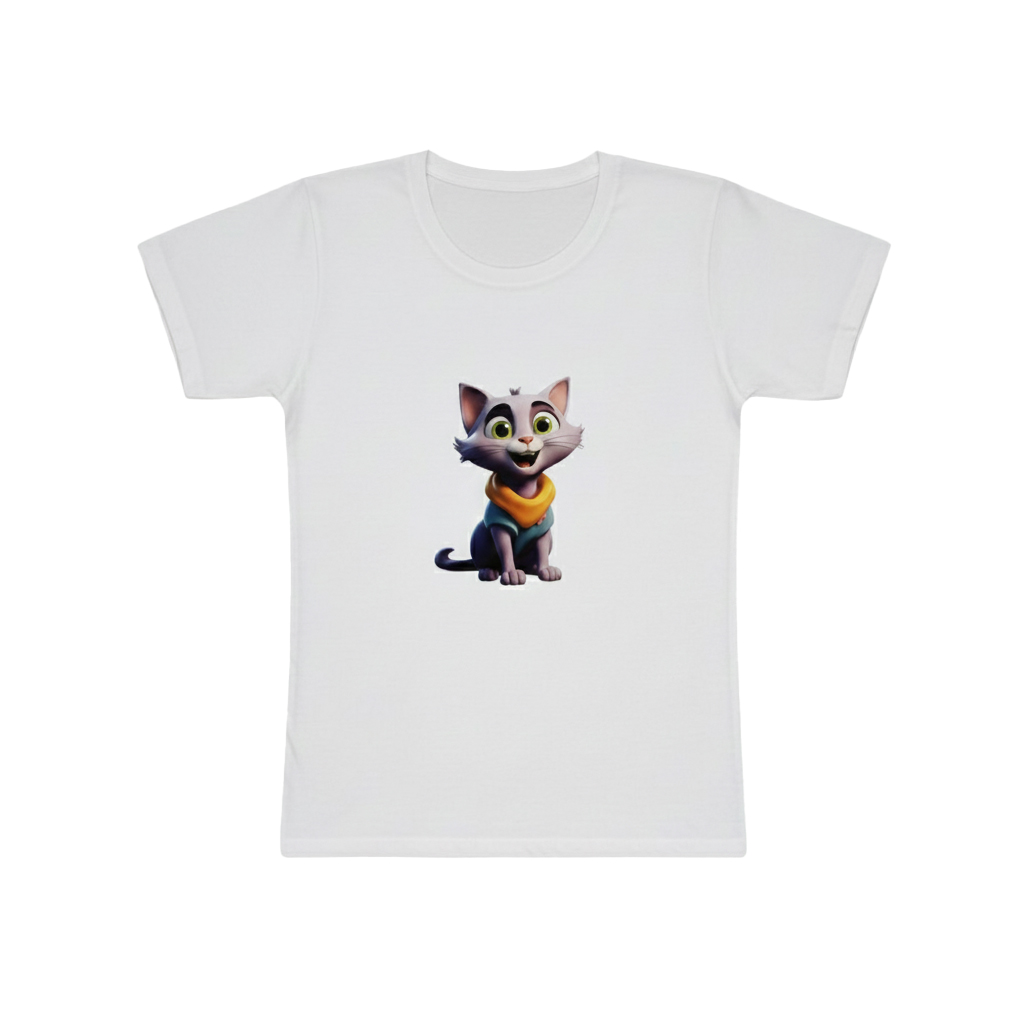 تیشرت دخترانه آستین کوتاه مدل کیوت کت - Image 3