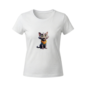 تیشرت دخترانه آستین کوتاه مدل کیوت کت