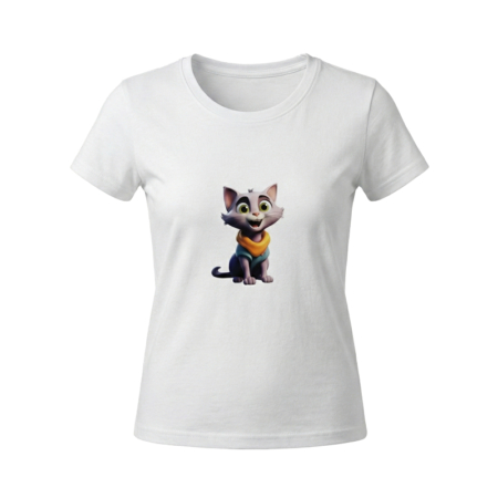 تیشرت دخترانه آستین کوتاه مدل کیوت کت