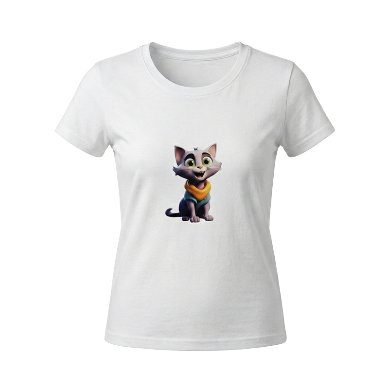 تیشرت دخترانه آستین کوتاه مدل کیوت کت