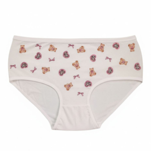 شورت زنانه نخ پنبه طرح خرس و قلب