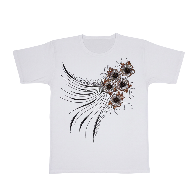 تیشرت زنانه آستین کوتاه مدل گل نارنجی - Image 3