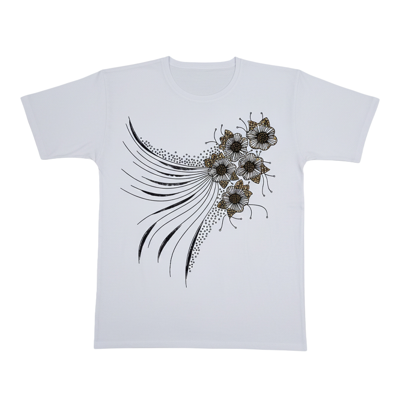 تیشرت زنانه آستین کوتاه مدل گل قهوه ای - Image 3