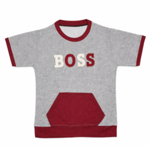 تیشرت پسرانه طرح BOSS جیب کانگورویی