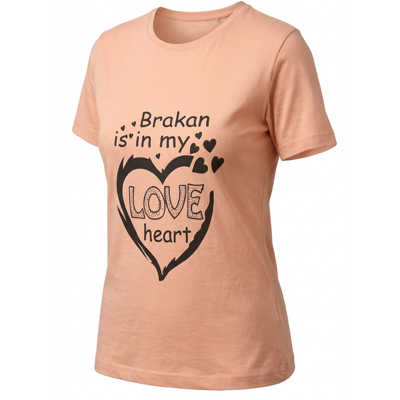 تیشرت زنانه ویسکوز طرح Love رنگ هلویی - Image 2