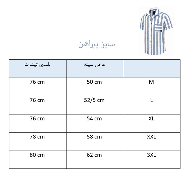 پیراهن آستین کوتاه مردانه راه راه آبی - Image 5