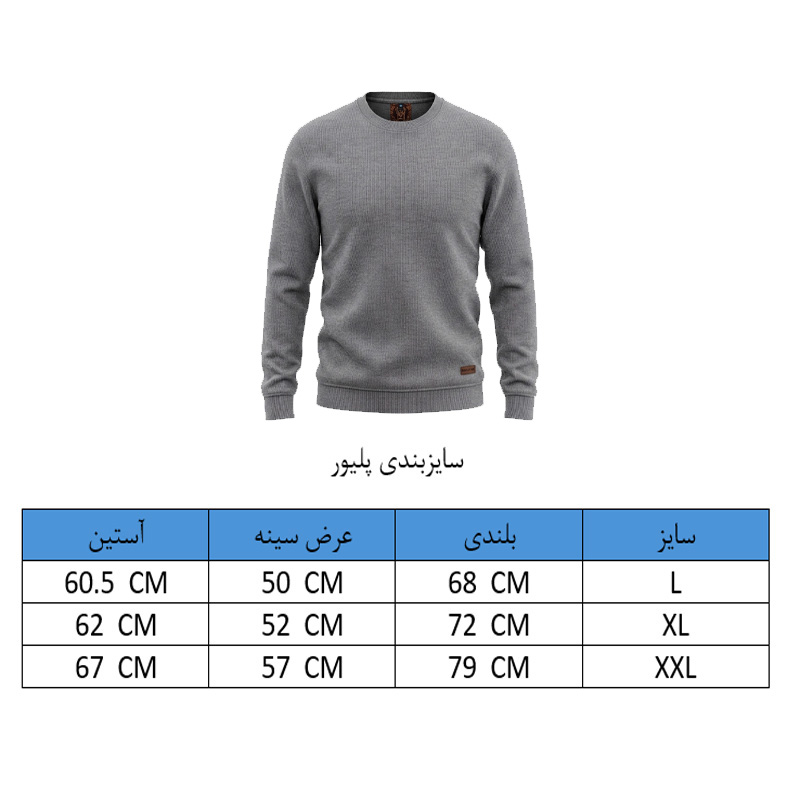 پلیور مردانه سلانیک یقه گرد طوسی - Image 6