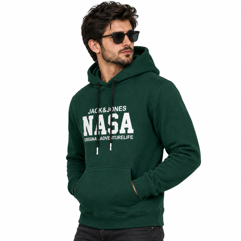 هودی یونیسکس طرح ناسا رنگ سبز - Image 4